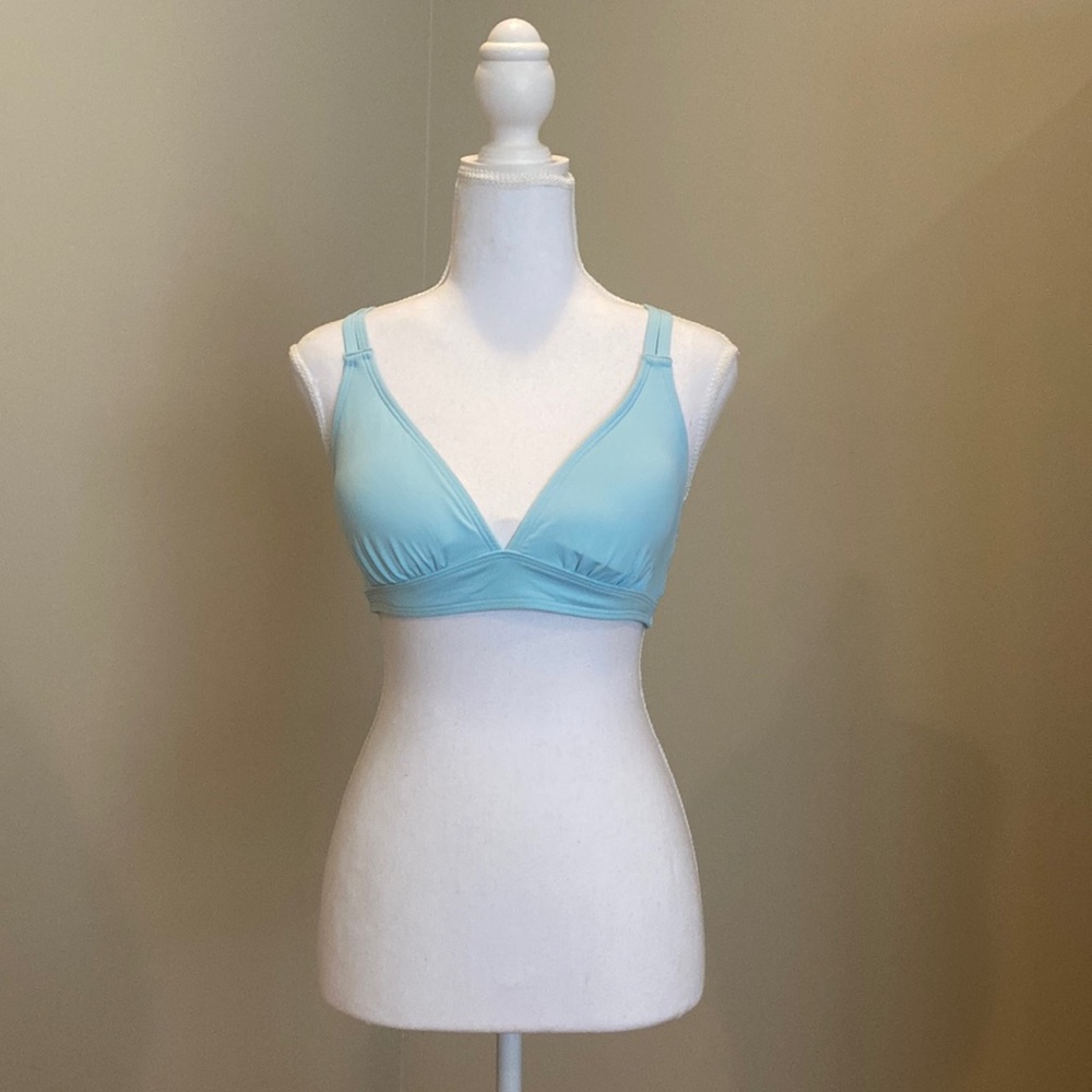 Sky Blue Triangle Bikini Top with Strappy Back